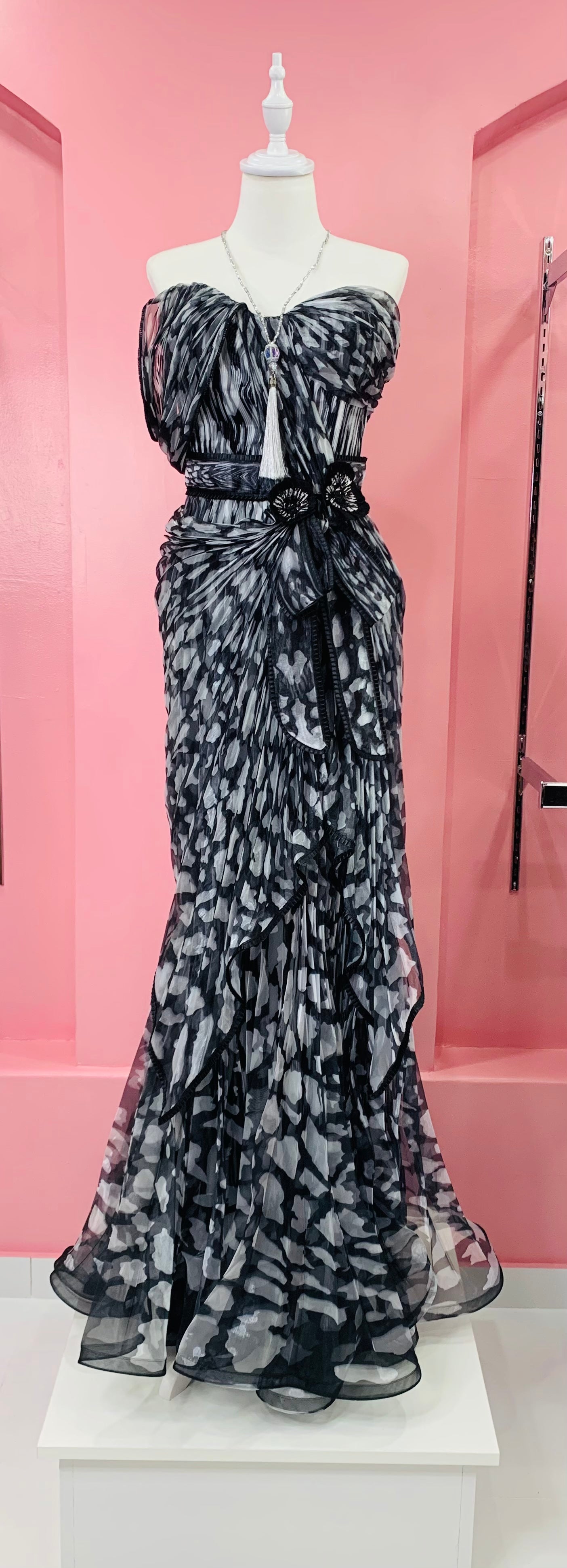 Evening Dress Black White