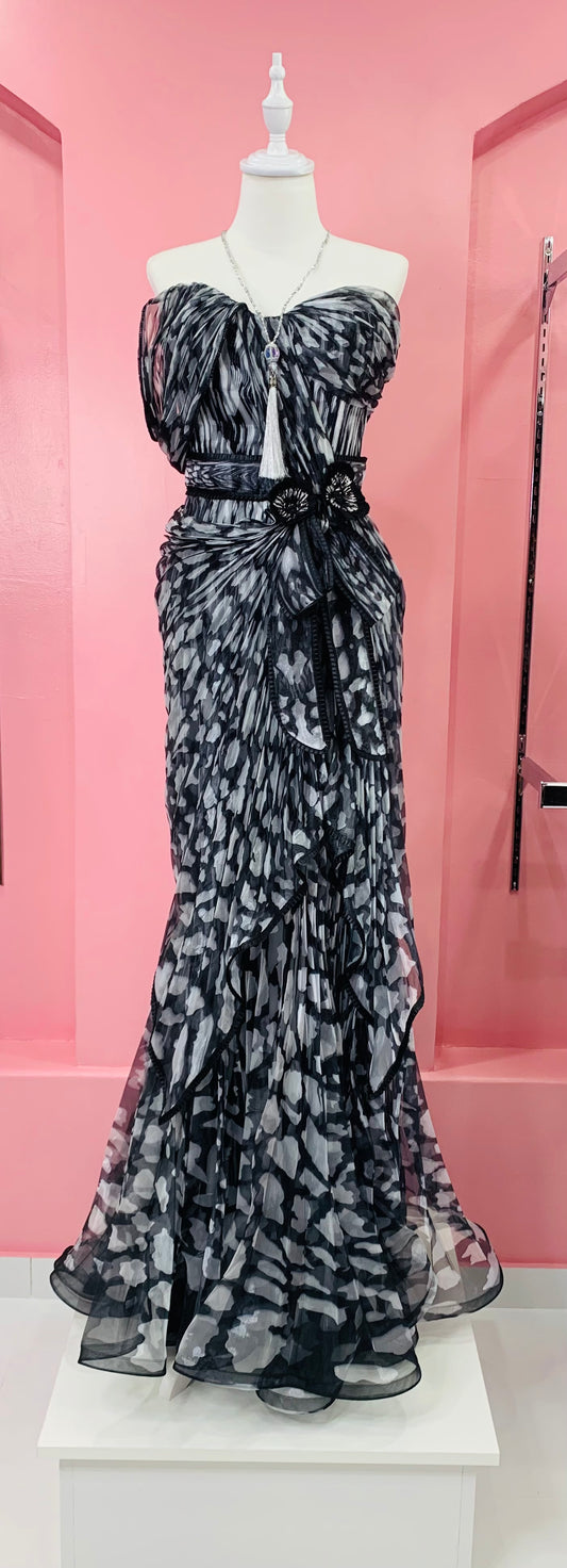 Evening Dress Black White